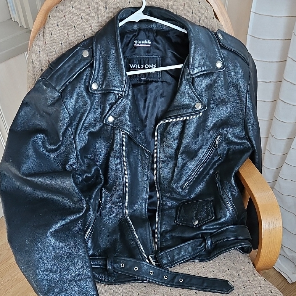Wilson Classic Black Leather Biker Jacket